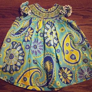 Three Sisters Smocked Dress with Paisley Print